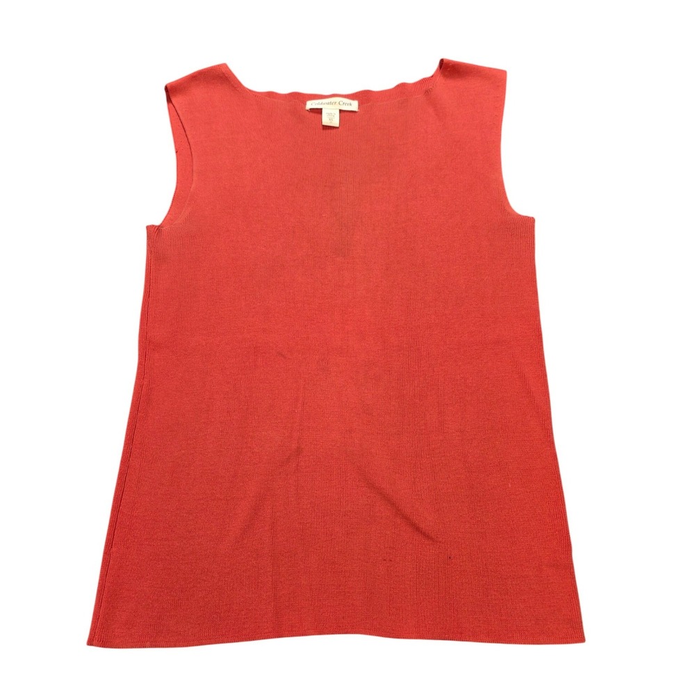 Coldwater Creek Knit Shell Tank Top Women's Size XS Coral Orange Silk Cotton Y2K
